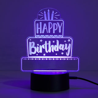 Happy Birthday Cake Acrylic LED Nightlight