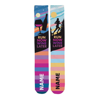 Run Now Wine Later Personalized Adult Tube Socks