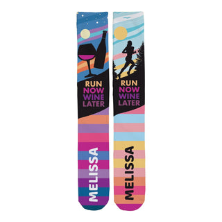 Run Now Wine Later Personalized Adult Tube Socks