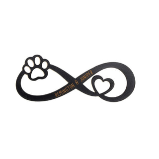 Infinity Paw Love Personalized Black Wood Plaque