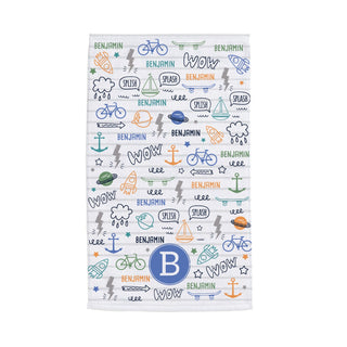 Boy's Personalized Fun Icons Hand Towel