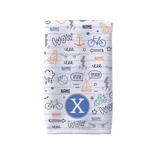 Boy's Personalized Fun Icons Hand Towel