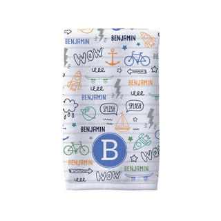 Boy's Personalized Fun Icons Hand Towel