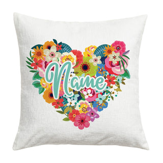 Floral Heart Personalized 17" Throw Pillow