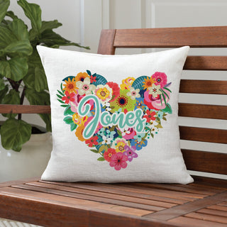 Floral Heart Personalized 17" Throw Pillow