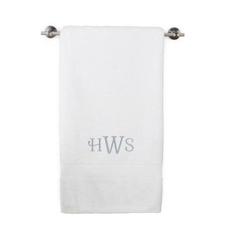 Gray Monogram Embroidered Large White Bath Towel