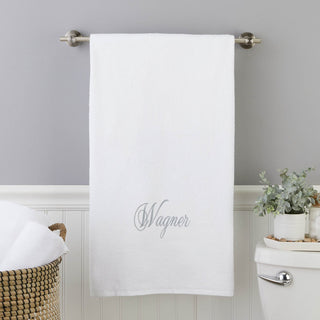 Script embroidered small bath towel with a name 