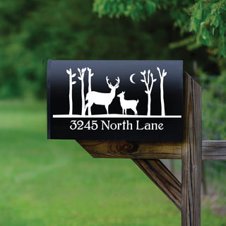 Deer in Woods Personalized White Mailbox Decal