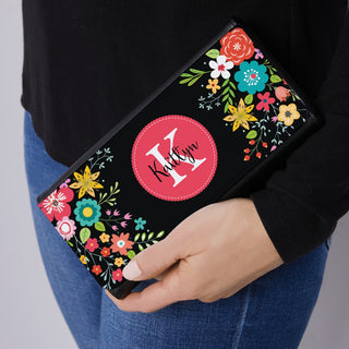 Preppy Floral Personalized Trifold Wallet
