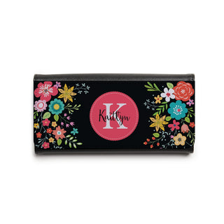 Preppy Floral Personalized Trifold Wallet