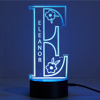 Flowers acrylic led nightlight with initial and name