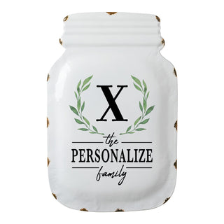 Green Leaves Wreath Personalized Metal Sign - Mason Jar