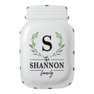 Green Leaves Wreath Personalized Metal Sign - Mason Jar