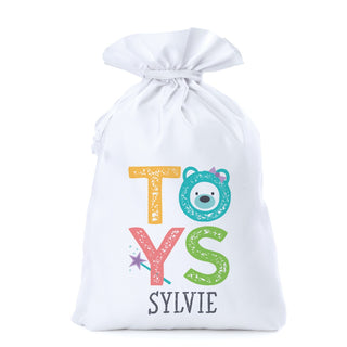 Cute Girl's Toy Bag 18x27 White Drawstring Sack