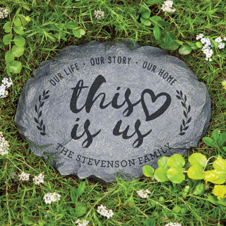 This is us garden stone with family name 
