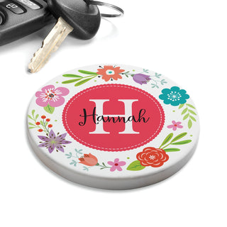 Floral Personalized Car Coaster Set