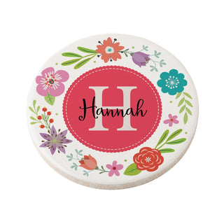 Floral Personalized Round Desk Coaster