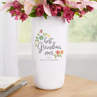 Best grandma ever ceramic vase with name 