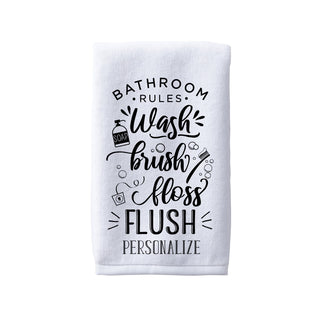 Family Bathroom Rules Personalized Hand Towel