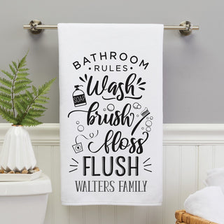 Family Bathroom Rules Personalized Bath Towel