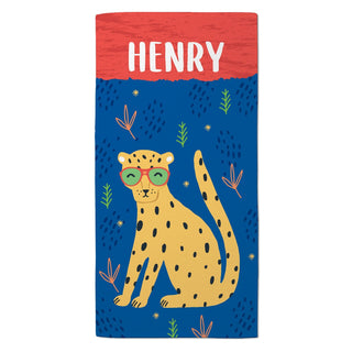 Cool Leopard Personalized Velour Beach Towel