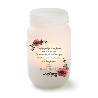 So Long for Now Floral Frosted Mason Jar Votive Holder