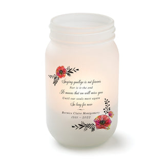 So Long for Now Floral Frosted Mason Jar Votive Holder