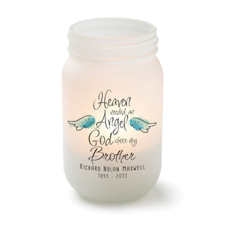 God Chose My Brother Memorial Frosted Mason Jar Votive Holder