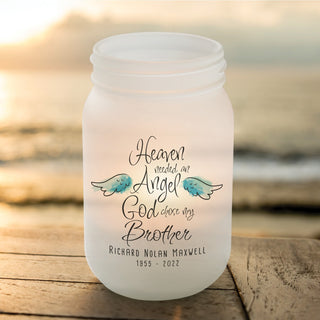 God chose my brother memorial mason jar votive with name and date 