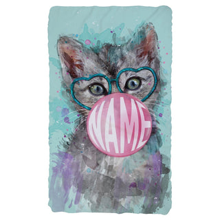 Bubble Gum Kitten Personalized Fuzzy Throw Blanket