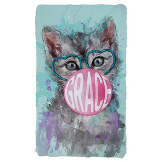 Bubble Gum Kitten Personalized Fuzzy Throw Blanket