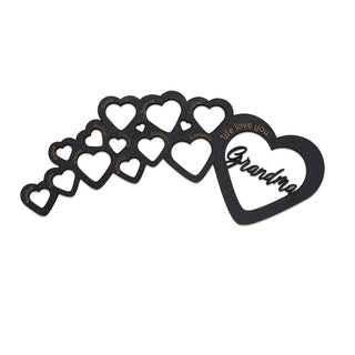 We Love You Grandma Heart Collage Black Wood Plaque