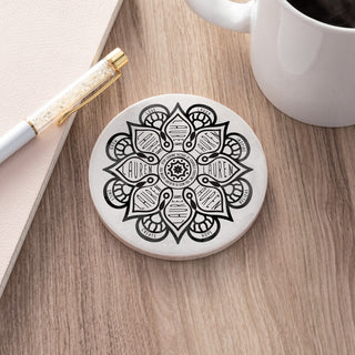 Mandala round desk coaster with quote and name 
