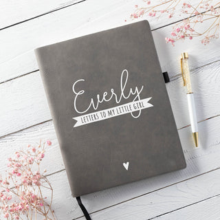 Letters to my little girl gray journal with name 