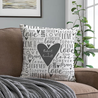 Forever hearts and love 17" throw pillow with couple names 