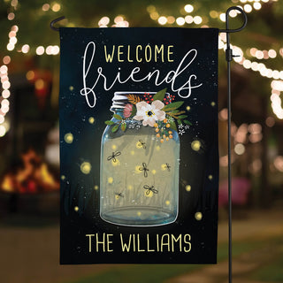 Welcome Friends Firefly Personalized Garden Flag