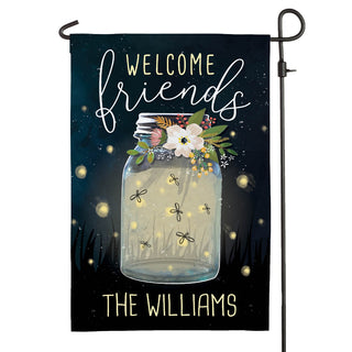 Welcome Friends Firefly Personalized Garden Flag