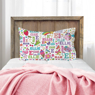 Her Colorful Icons Personalized Pillowcase