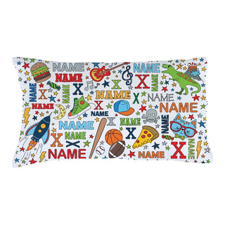 His Colorful Icons Personalized Pillowcase