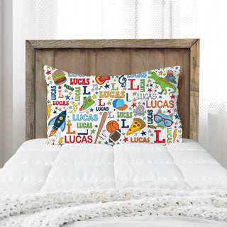 His Colorful Icons Personalized Pillowcase