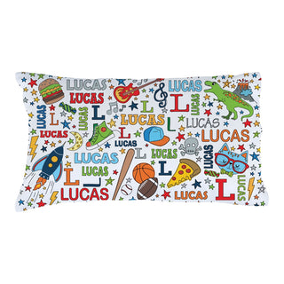 His Colorful Icons Personalized Pillowcase