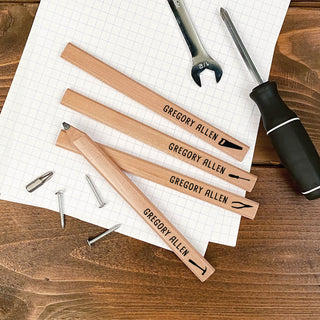 Carpenter Workshop Icons Personalized Pencil - Set of 4