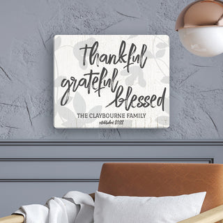 Thankful, Grateful, Blessed Personalized 20x16 Canvas