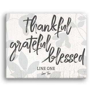 Thankful, Grateful, Blessed Personalized 20x16 Canvas