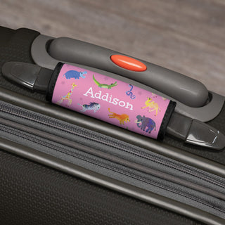 Zoo animals luggage handle wrap with a name 
