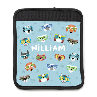 Dogs with Glasses Personalized Blue Luggage Handle Wrap