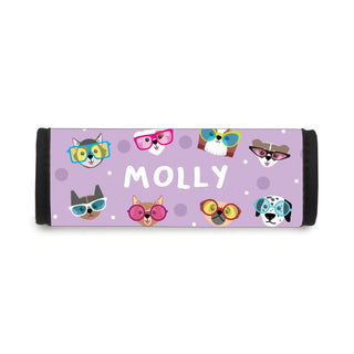 Dogs with Glasses Personalized Purple Luggage Handle Wrap