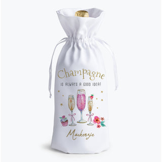 Champagne is Always a Good Idea Drawstring Wine Bag