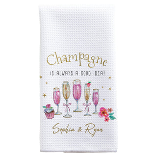 Champagne is Always a Good Idea Waffle Tea Towel