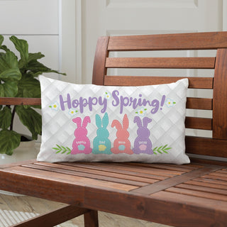 Happy spring bunnies lumbar throw pillow 